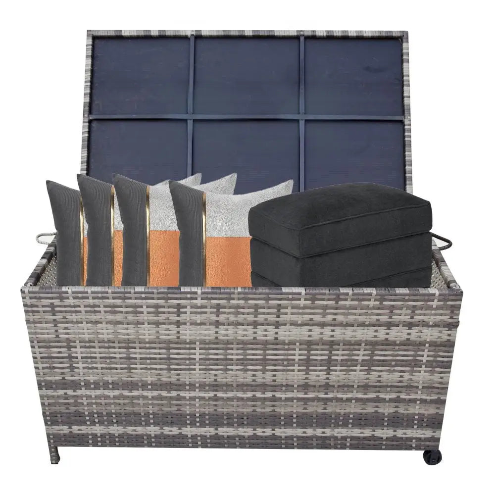 Outdoor PE Wicker Storage Box Garden 320L-Grey - Furniture > Outdoor