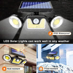 Outdoor Solar Lights with 3 Adjustable Head for Porch Garden Patio - Home & Garden > Garden Lights