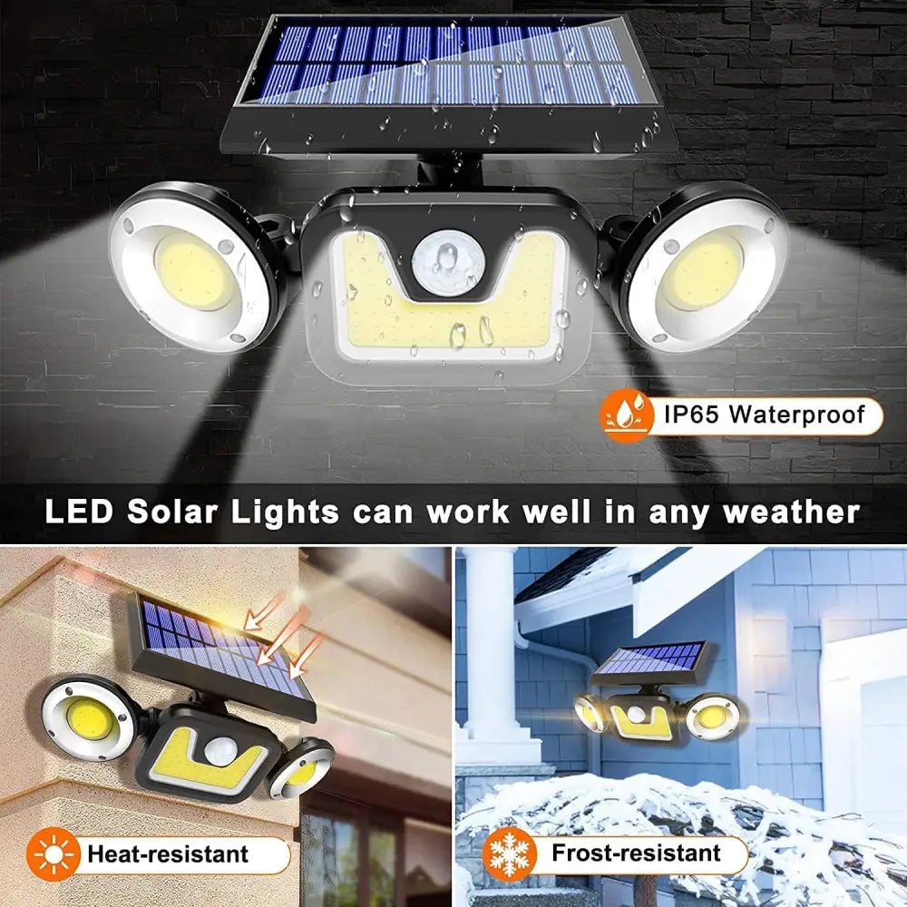 Outdoor Solar Lights with 3 Adjustable Head for Porch Garden Patio - Home & Garden > Garden Lights