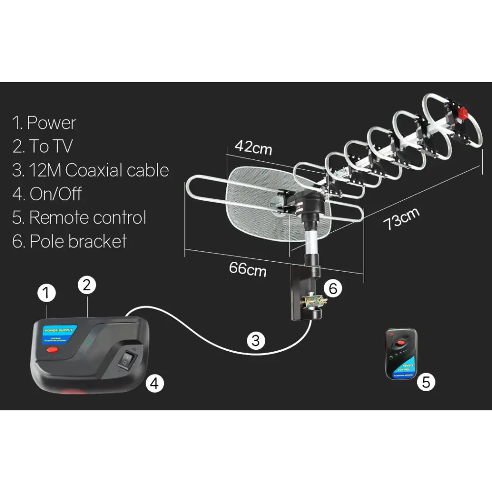Outdoor TV Antenna Digital Rotating HD Aerial Amplified Signal Booster Remote - Audio & Video > TV Accessories