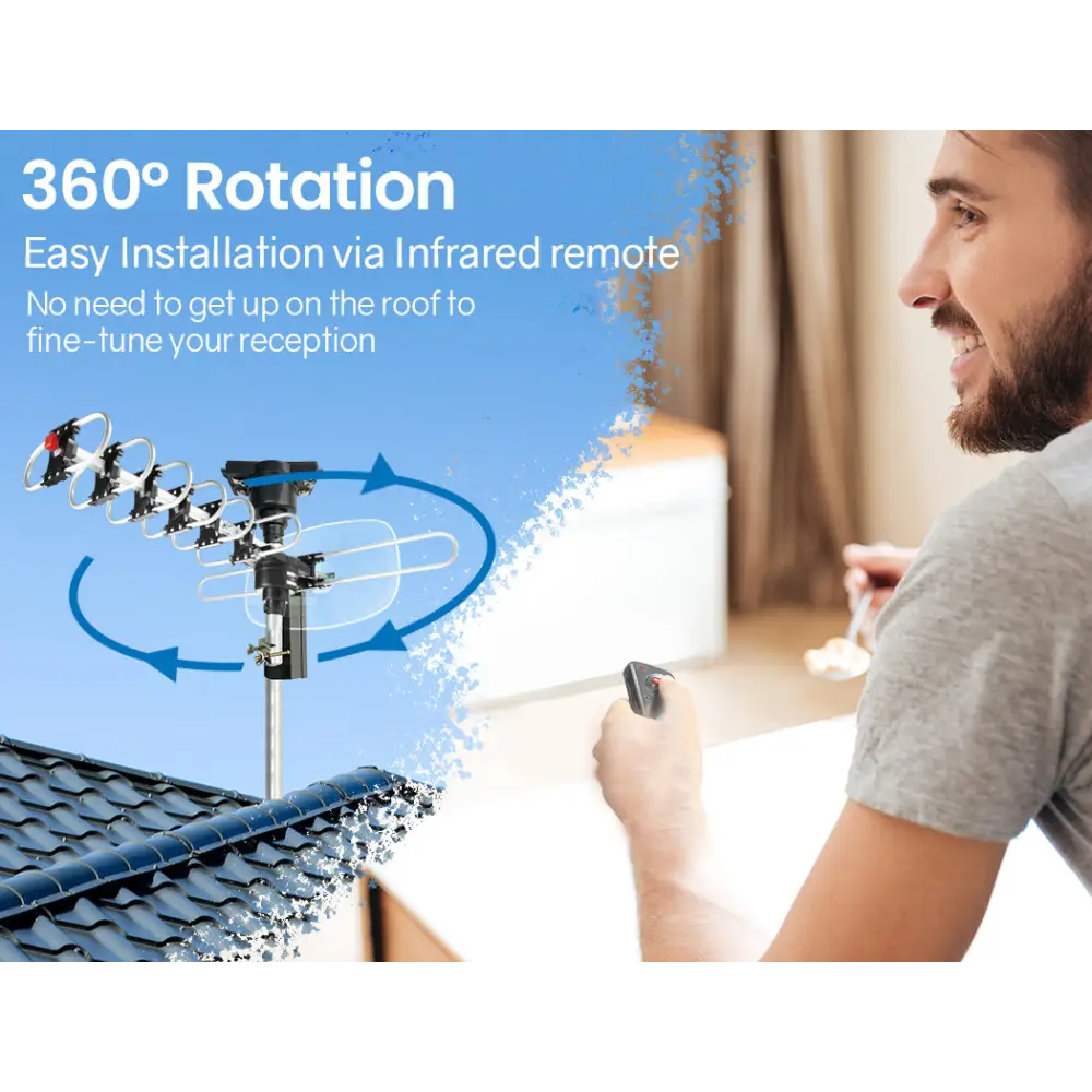 Outdoor TV Antenna Digital Rotating HD Aerial Amplified Signal Booster Remote - Audio & Video > TV Accessories