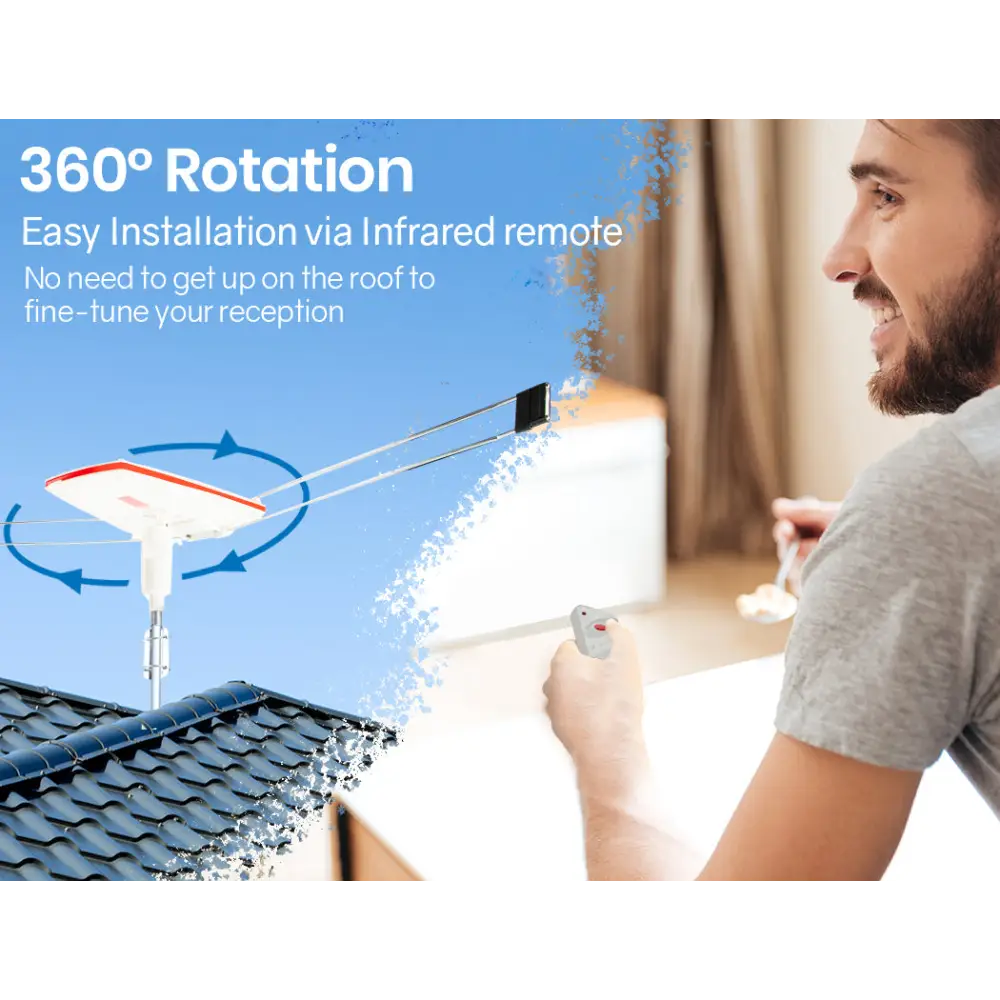 Outdoor TV Antenna Digital Rotating HD Amplified Aerial Signal Booster Remote - Audio & Video > TV Accessories