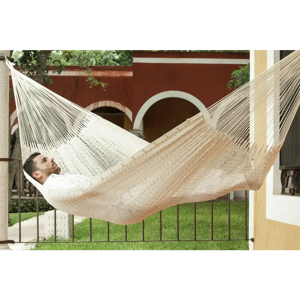 Outdoor undercover cotton Mayan Legacy hammock Family size Marble - Home & Garden > Hammocks