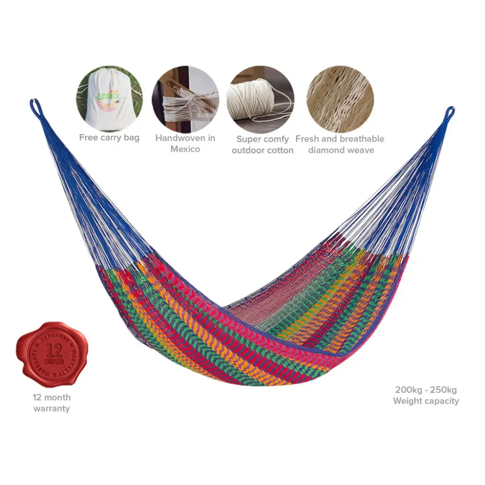 Outdoor undercover cotton Mayan Legacy hammock King size Mexicana - Home & Garden > Hammocks