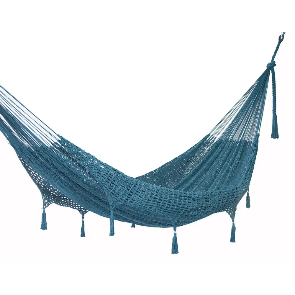 Outdoor undercover cotton Mayan Legacy hammock with hand crocheted tassels Queen Size Bondi - Home & Garden > Hammocks