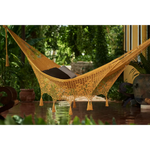 Outdoor undercover cotton Mayan Legacy hammock with hand crocheted tassels King Size Mustard - Home & Garden > Hammocks