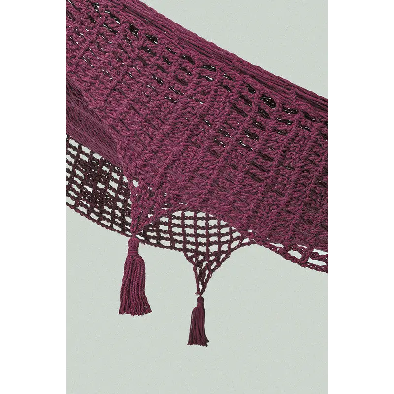 Outdoor undercover cotton Mayan Legacy hammock with hand crocheted tassels King Size Maroon - Home & Garden > Hammocks