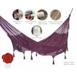 Outdoor undercover cotton Mayan Legacy hammock with hand crocheted tassels Queen Size Maroon - Home & Garden > Hammocks