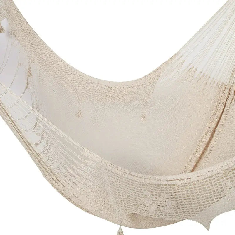 Outdoor undercover cotton Mayan Legacy hammock with hand crocheted tassels Queen Size Marble Colour - Home & Garden >
