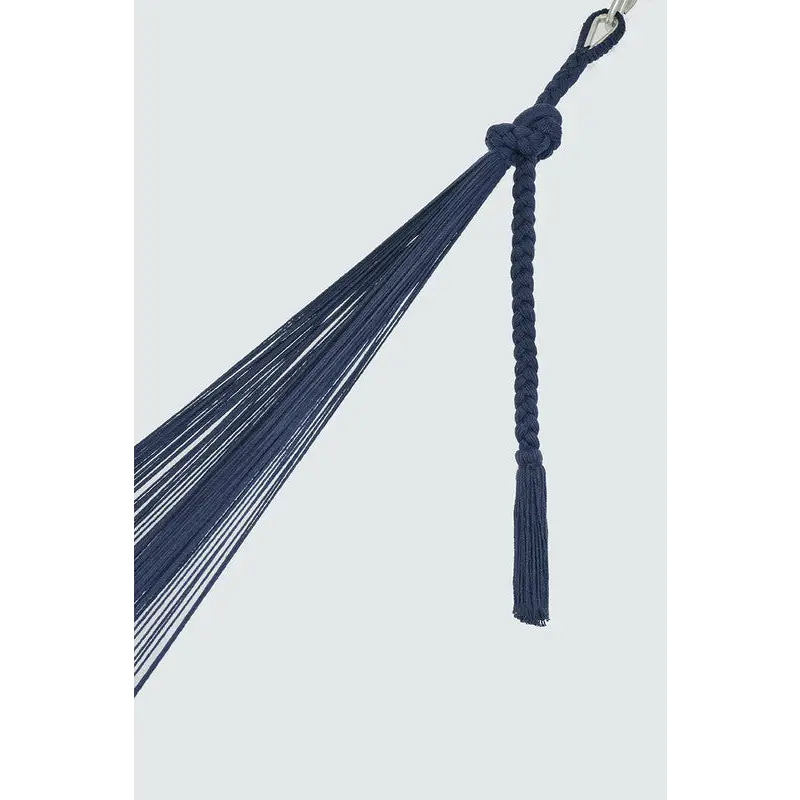 Outdoor undercover cotton Mayan Legacy hammock with hand crocheted tassels King Size Blue - Home & Garden > Hammocks