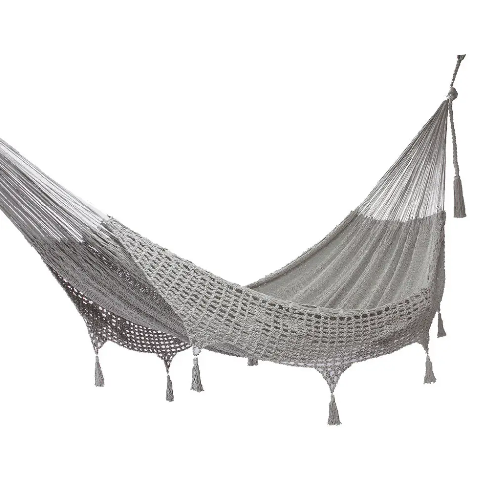 Outdoor undercover cotton Mayan Legacy hammock with hand crocheted tassels King Size Dream Sands - Home & Garden >
