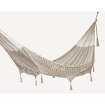 Outdoor undercover cotton Mayan Legacy hammock with hand crocheted tassels King Size Marble - Home & Garden > Hammocks