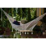 Outdoor undercover cotton Mayan Legacy hammock with hand crocheted tassels Queen Size Marble Colour - Home & Garden >