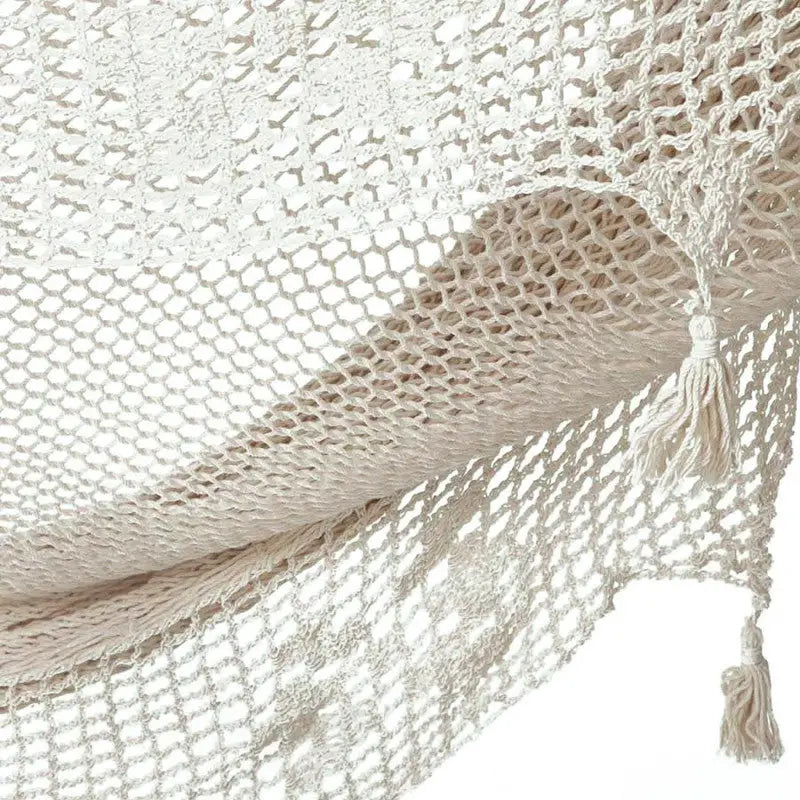 Outdoor undercover cotton Mayan Legacy hammock with hand crocheted tassels King Size Marble - Home & Garden > Hammocks