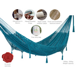 Outdoor undercover cotton Mayan Legacy hammock with hand crocheted tassels Queen Size Bondi - Home & Garden > Hammocks