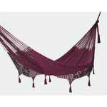 Outdoor undercover cotton Mayan Legacy hammock with hand crocheted tassels King Size Maroon - Home & Garden > Hammocks