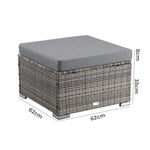 Outdoor wicker ottoman in Grey - Furniture > Outdoor > Outdoor Tables
