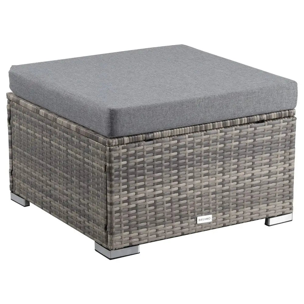Outdoor wicker ottoman in Grey - Furniture > Outdoor > Outdoor Tables