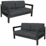 Outie 2pc Set 2 + 2 Seater Outdoor Sofa Lounge Aluminium Frame Charcoal - Furniture > Outdoor