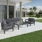 Outie 2pc Set 2 + 2 Seater Outdoor Sofa Lounge Aluminium Frame Charcoal - Furniture > Outdoor
