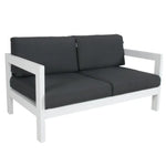 Outie 2pc Set 2 + 2 Seater Outdoor Sofa Lounge Aluminium Frame White - Furniture > Outdoor