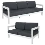 Outie 2pc Set 2 + 3 Seater Outdoor Sofa Lounge Aluminium Frame White - Furniture > Outdoor