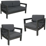 Outie 3pc Set 1 + 1 + 2 Seater Outdoor Sofa Lounge Aluminium Frame Charcoal - Furniture > Outdoor