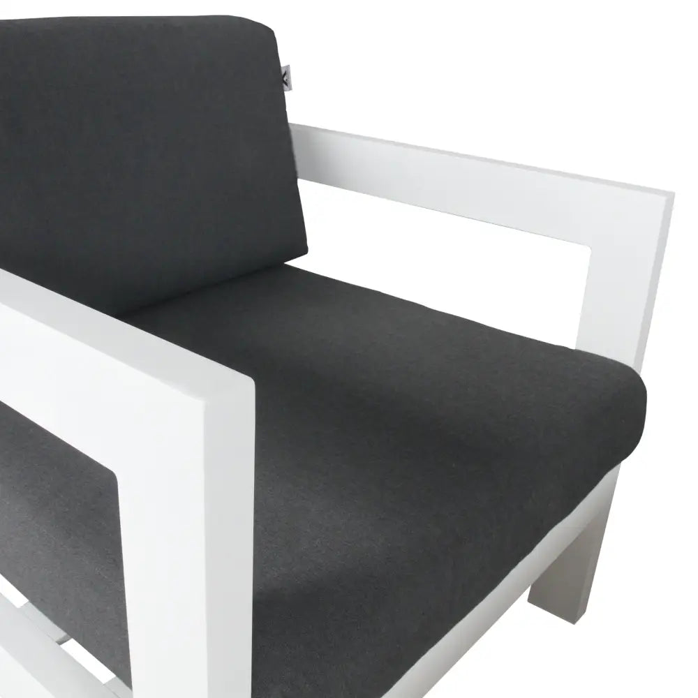 Outie 3pc Set 1 + 1 + 2 Seater Outdoor Sofa Lounge Aluminium Frame White - Furniture > Outdoor