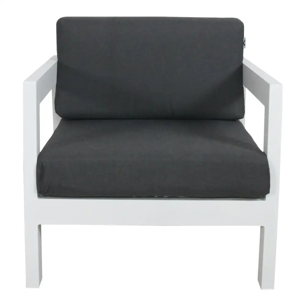 Outie 3pc Set 1 + 1 + 3 Seater Outdoor Sofa Lounge Aluminium Frame White - Furniture > Outdoor