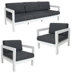Outie 3pc Set 1 + 1 + 3 Seater Outdoor Sofa Lounge Aluminium Frame White - Furniture > Outdoor