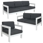 Outie 3pc Set 1 + 2 + 3 Seater Outdoor Sofa Lounge Aluminium Frame White - Furniture > Outdoor