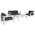 Outie 4pc Set 1 + 1 + 2 Seater Outdoor Sofa Lounge Coffee Table Aluminium White - Furniture > Outdoor