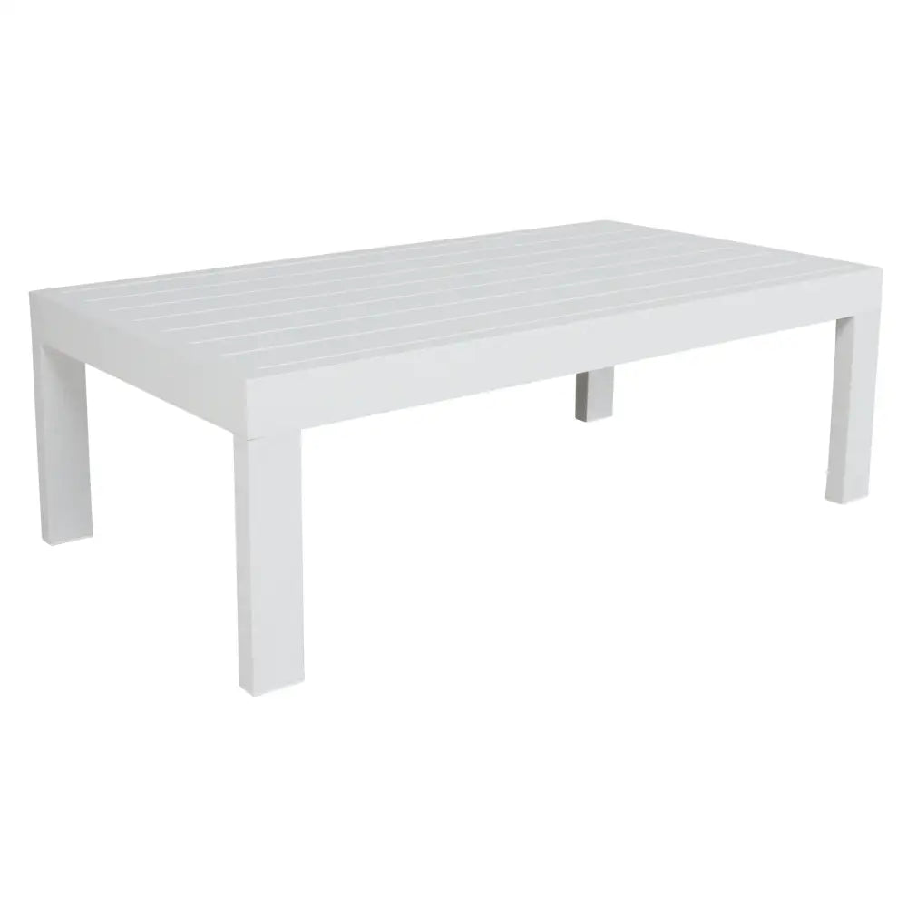 Outie 4pc Set 1 + 1 + 3 Seater Outdoor Sofa Lounge Coffee Table Aluminium White - Furniture > Outdoor