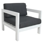 Outie 4pc Set 1 + 1 + 3 Seater Outdoor Sofa Lounge Coffee Table Aluminium White - Furniture > Outdoor