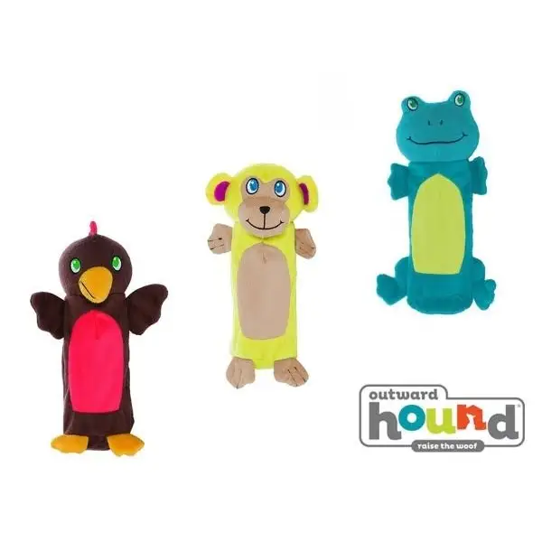 OUTWARD HOUND Bottle Buddy Gigglers Dog Toy - Frog Monkey Chicken - Chicken - Pet Care > Toys > Dog Toys