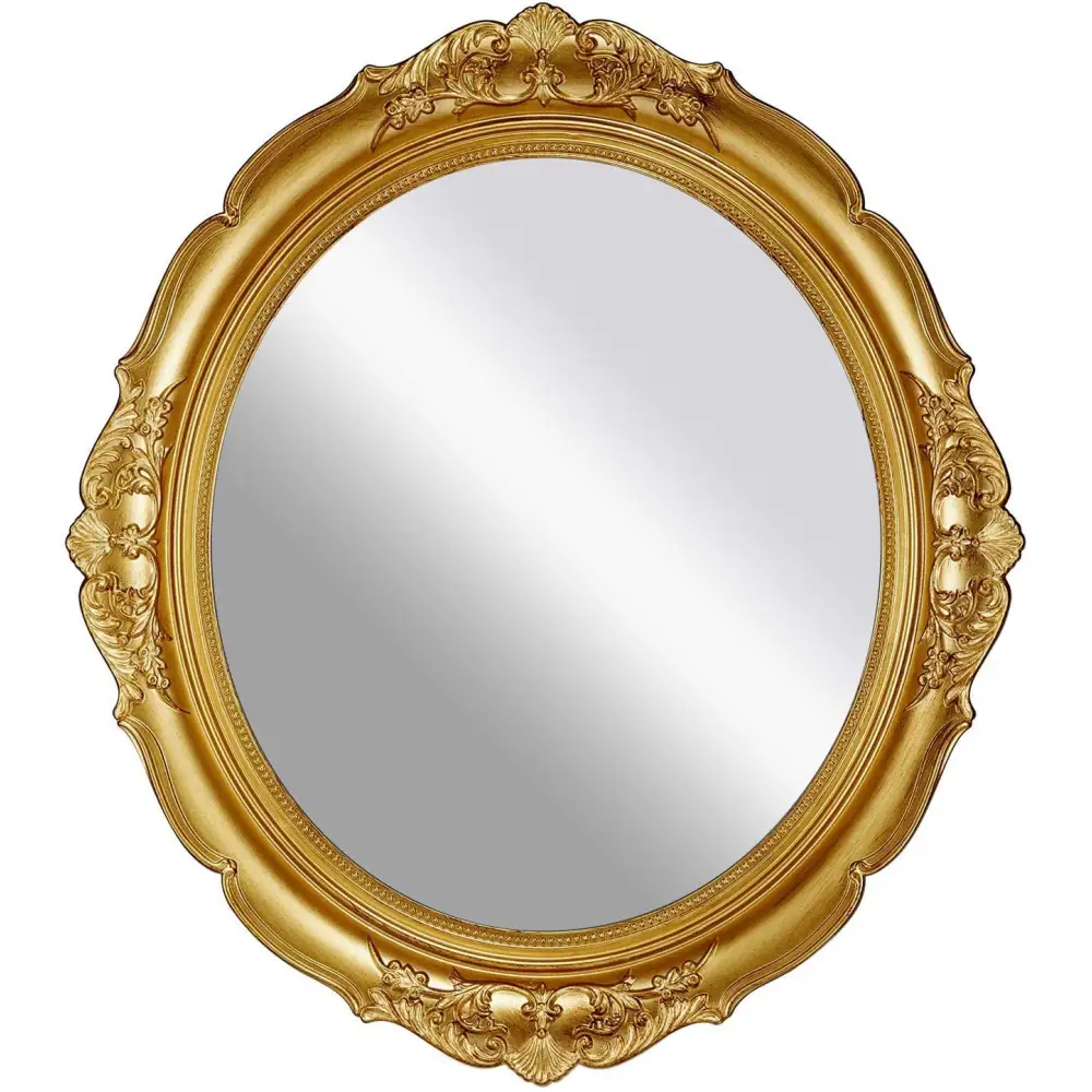 Oval Antique Vintage Hanging Wall Mirror for Bedroom and Livingroom (Gold 38 x 33 cm) - Home & Garden > Decor > Mirrors