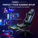 OVERDRIVE Apex Series Reclining Gaming Ergonomic Office Chair with Footrest Black and Blue - Furniture > Office