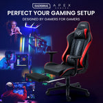 OVERDRIVE Apex Series Reclining Gaming Ergonomic Office Chair with Footrest Black and Red - Furniture > Office