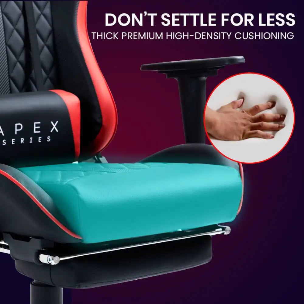 OVERDRIVE Apex Series Reclining Gaming Ergonomic Office Chair with Footrest Black and Red - Furniture > Office