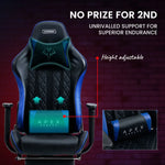 OVERDRIVE Apex Series Reclining Gaming Ergonomic Office Chair with Footrest Black and Blue - Furniture > Office