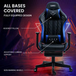 OVERDRIVE Apex Series Reclining Gaming Ergonomic Office Chair with Footrest Black and Blue - Furniture > Office