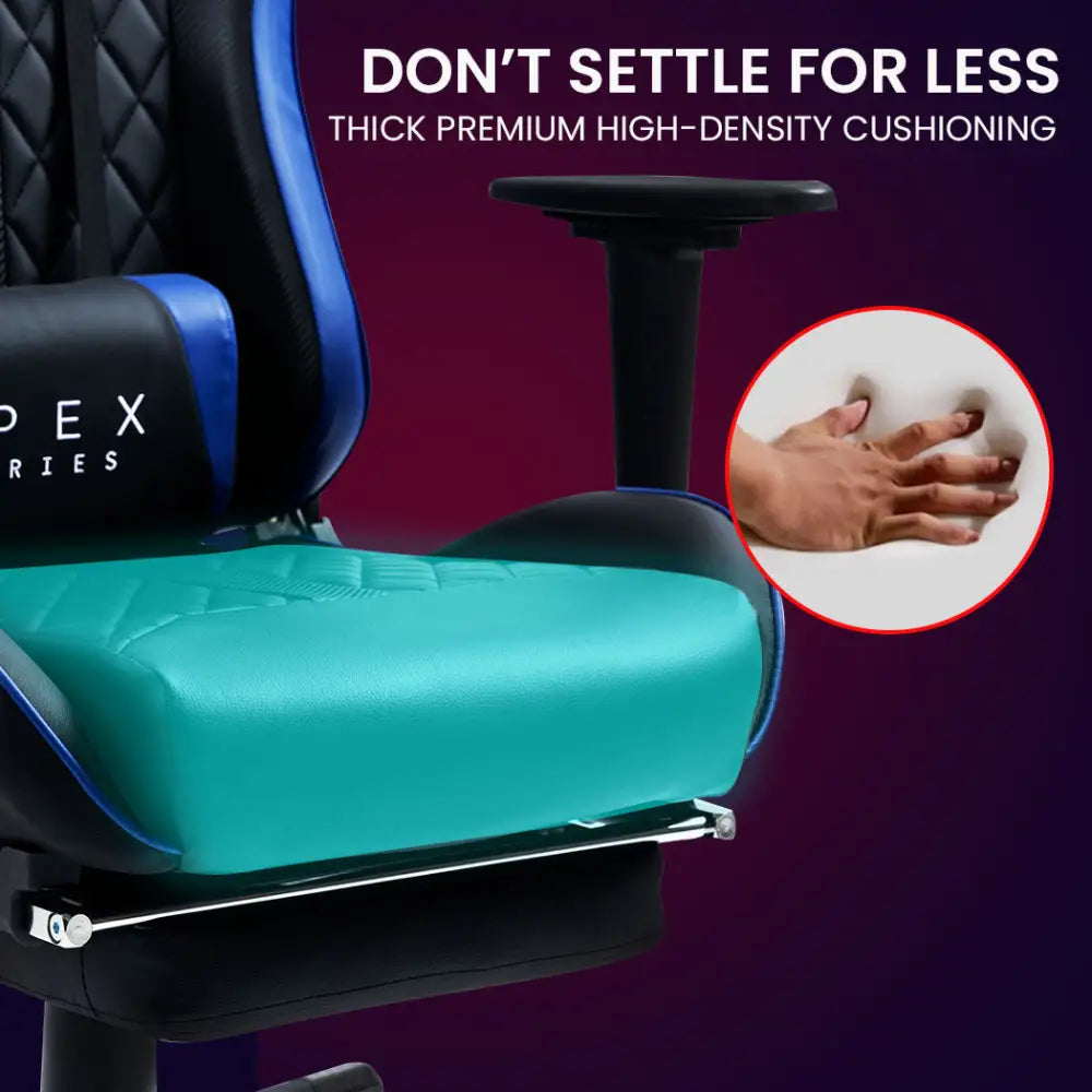 OVERDRIVE Apex Series Reclining Gaming Ergonomic Office Chair with Footrest Black and Blue - Furniture > Office