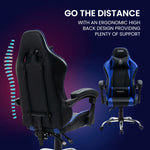 OVERDRIVE Conquest Series Reclining Gaming Ergonomic Office Chair with Lumbar and Neck Pillows Black and Blue