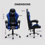 OVERDRIVE Conquest Series Reclining Gaming Ergonomic Office Chair with Lumbar and Neck Pillows Black and Blue