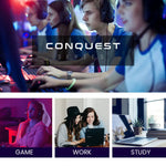 OVERDRIVE Conquest Series Reclining Gaming Ergonomic Office Chair with Lumbar and Neck Pillows Black and Blue