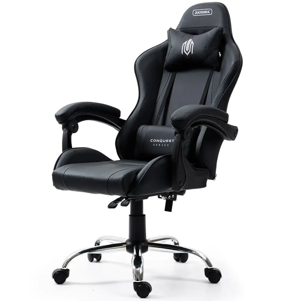 OVERDRIVE Conquest Series Reclining Gaming Ergonomic Office Chair with Lumbar and Neck Pillows Black - Furniture >