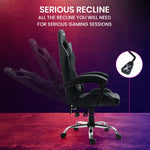 OVERDRIVE Conquest Series Reclining Gaming Ergonomic Office Chair with Lumbar and Neck Pillows Black - Furniture >