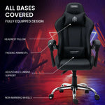 OVERDRIVE Conquest Series Reclining Gaming Ergonomic Office Chair with Lumbar and Neck Pillows Black - Furniture >