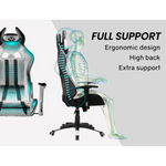 OVERDRIVE Diablo Reclining Gaming Chair Black & White Seat Computer Office Neck Lumbar Horns - Furniture > Office