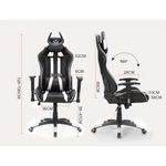 OVERDRIVE Diablo Reclining Gaming Chair Black & White Seat Computer Office Neck Lumbar Horns - Furniture > Office